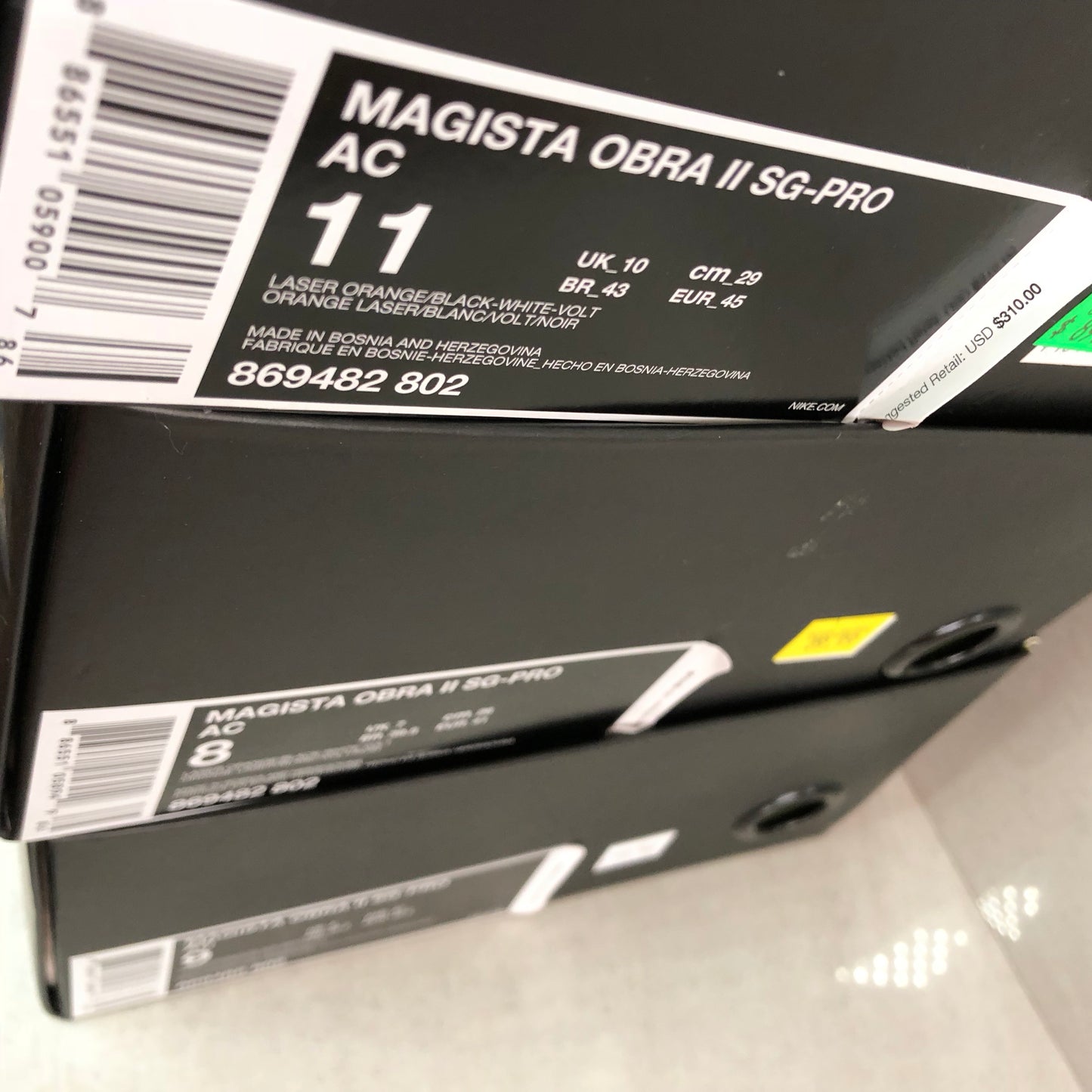 Nike Magista Obra II SG Pro - 869482 802 - Botas de fútbol para hombre Talla 8/9 Laser Naranja Negro Blanco