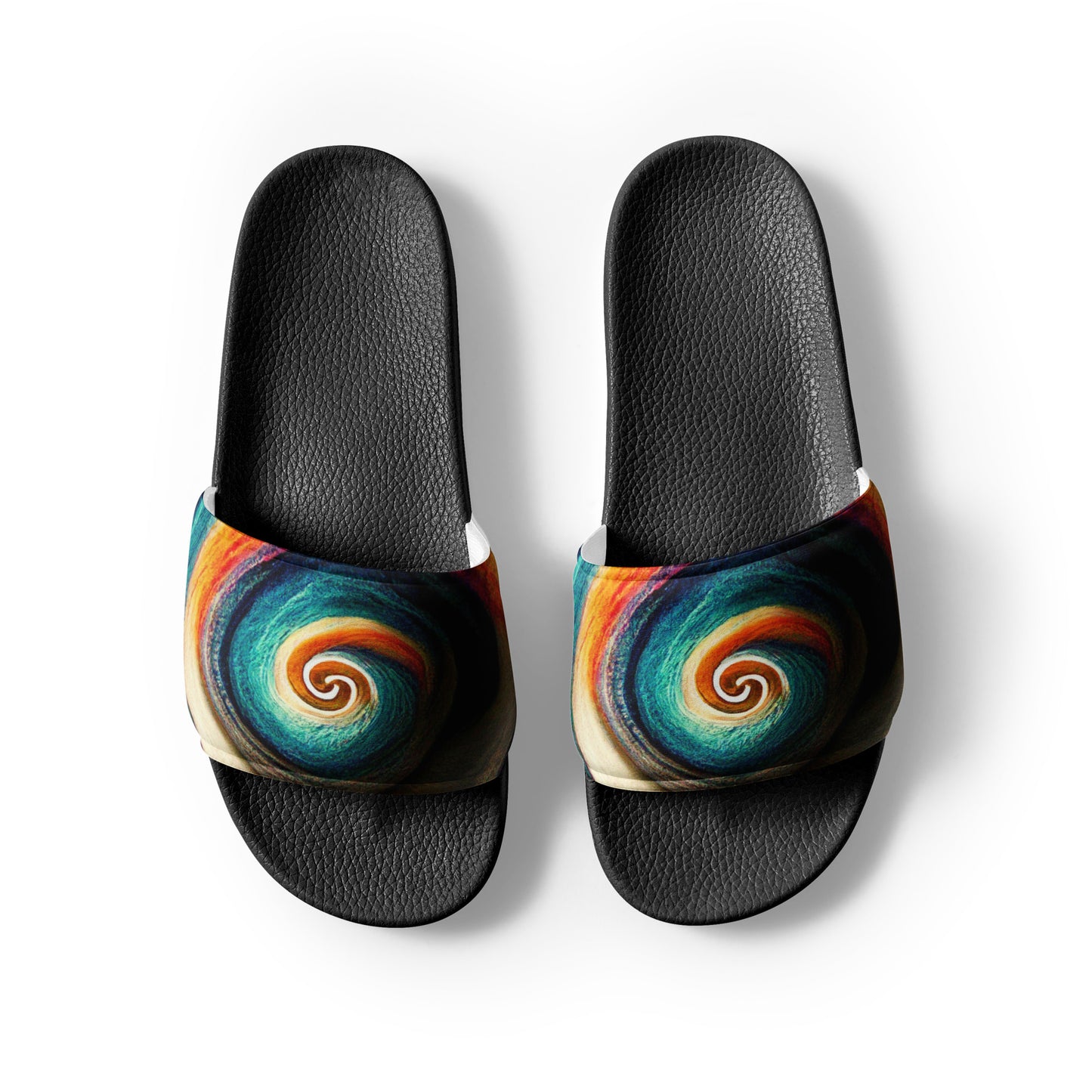Men's Slides: Cushioned Faux Leather Straps, Lightweight PU Outsole, and Textured Footbed