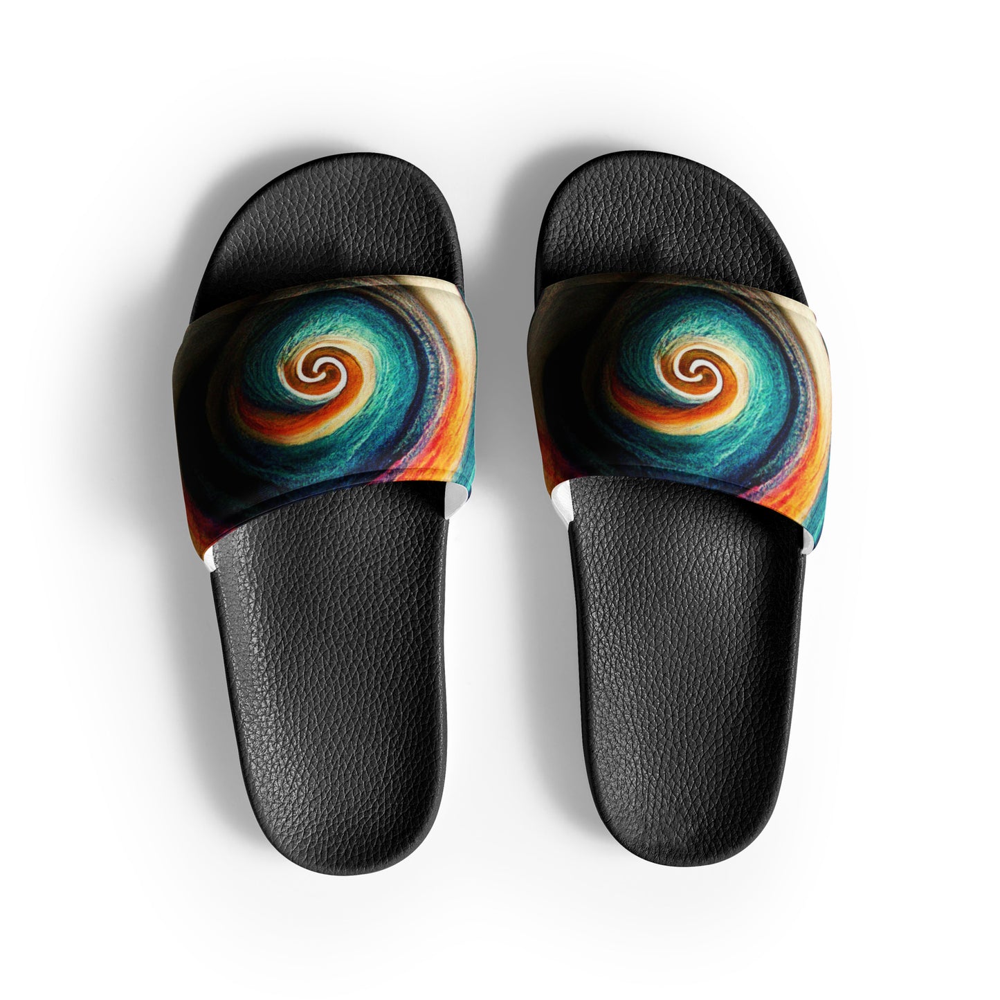 Men's Slides: Cushioned Faux Leather Straps, Lightweight PU Outsole, and Textured Footbed
