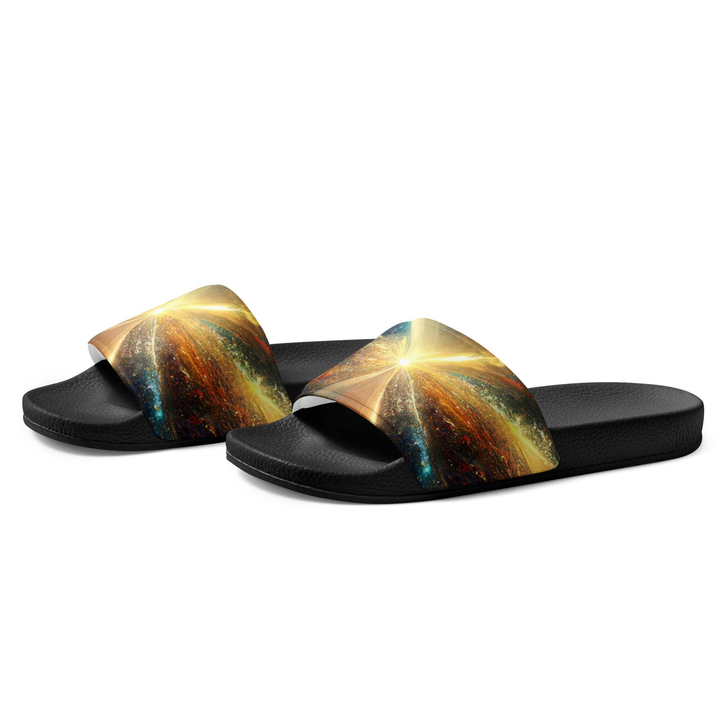 Men's Slides: Cushioned Faux Leather Straps, Lightweight PU Outsole, and Textured Footbed