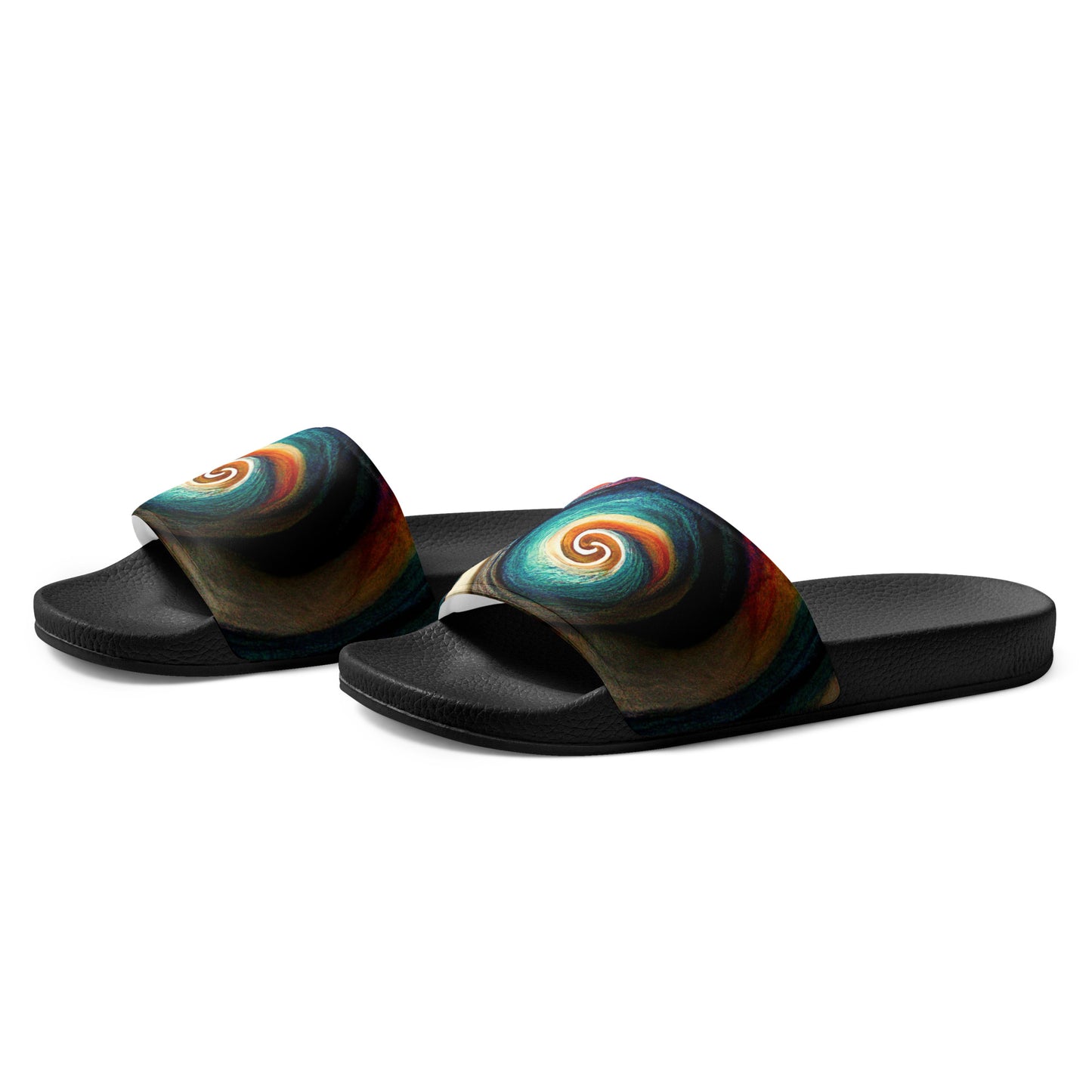 Men's Slides: Cushioned Faux Leather Straps, Lightweight PU Outsole, and Textured Footbed