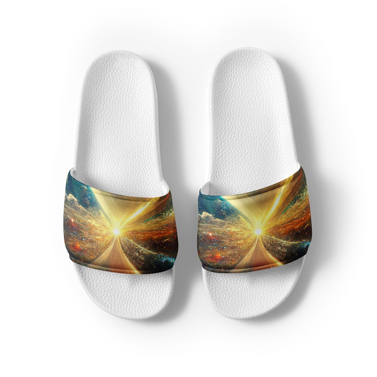 Men's Slides: Cushioned Faux Leather Straps, Lightweight PU Outsole, and Textured Footbed