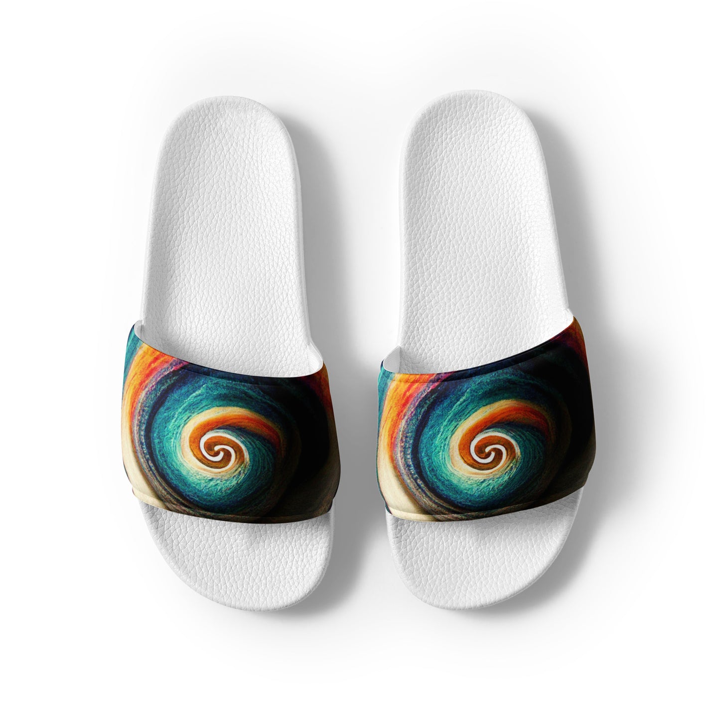 Men's Slides: Cushioned Faux Leather Straps, Lightweight PU Outsole, and Textured Footbed