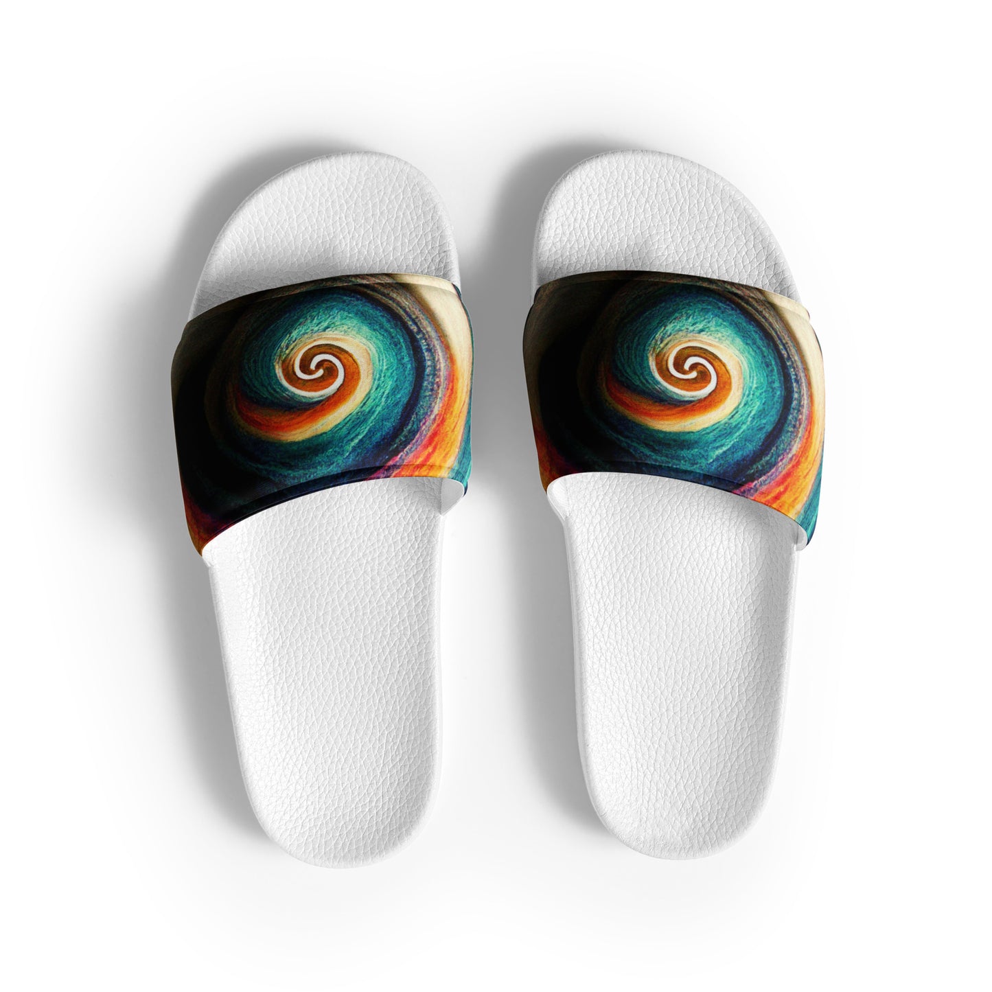 Men's Slides: Cushioned Faux Leather Straps, Lightweight PU Outsole, and Textured Footbed