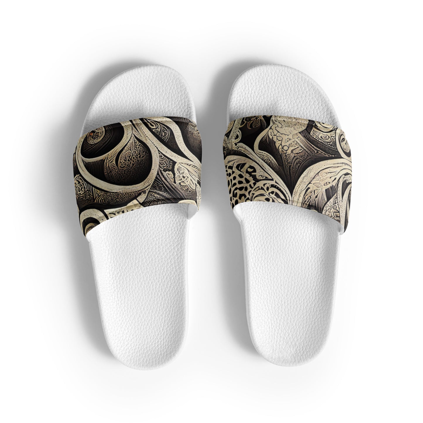 Men's Slides: Cushioned Faux Leather Straps, Lightweight PU Outsole, and Textured Footbed