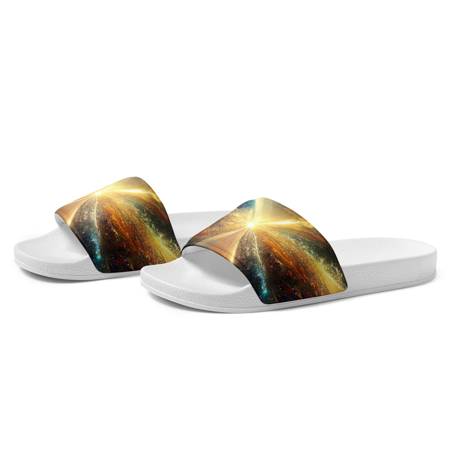 Men's Slides: Cushioned Faux Leather Straps, Lightweight PU Outsole, and Textured Footbed