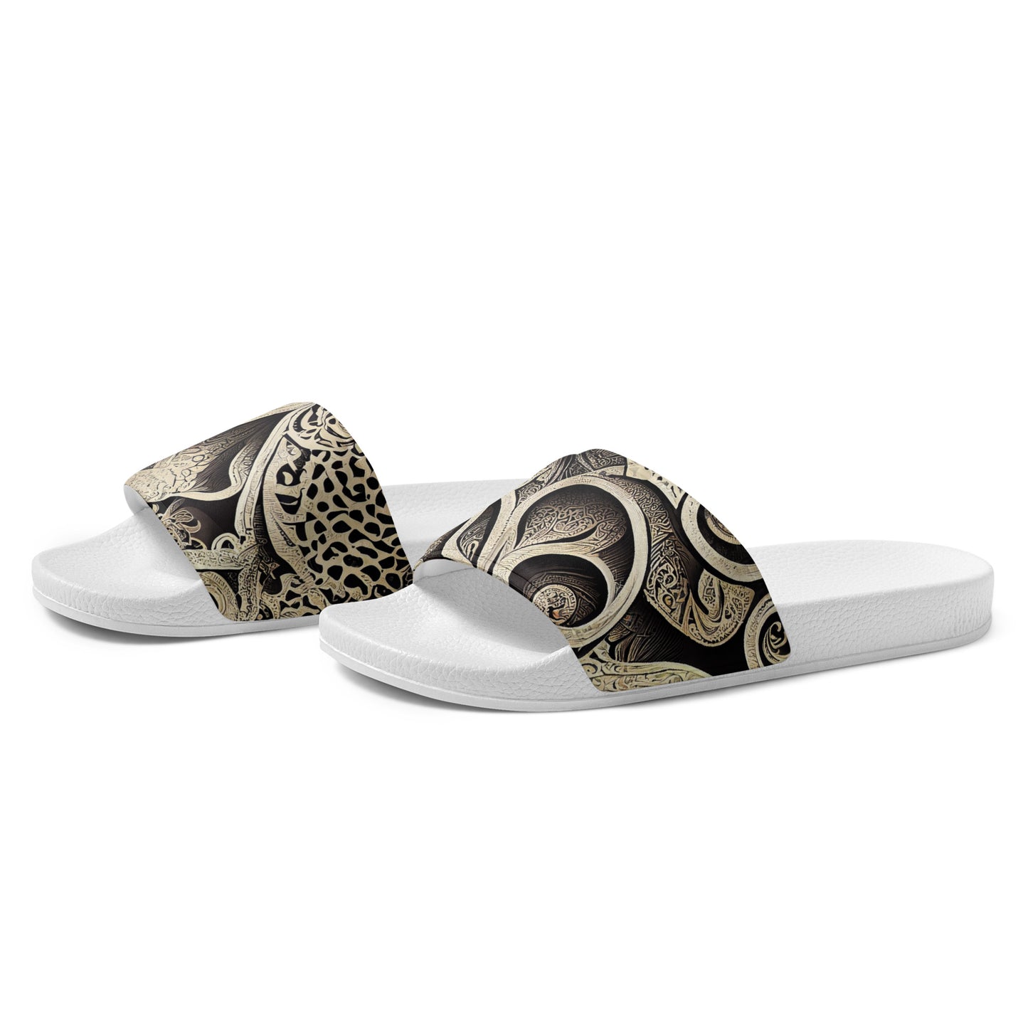Men's Slides: Cushioned Faux Leather Straps, Lightweight PU Outsole, and Textured Footbed