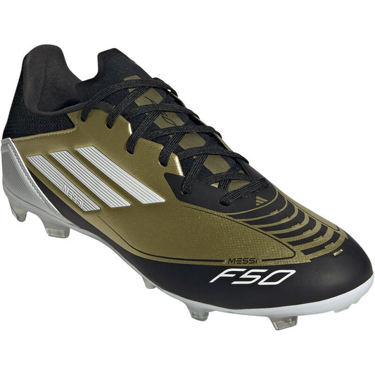 Adidas F50 League FG/MG Men's Soccer Cleats Gold Metallic Black Multi Ground Football Boots - Adidas