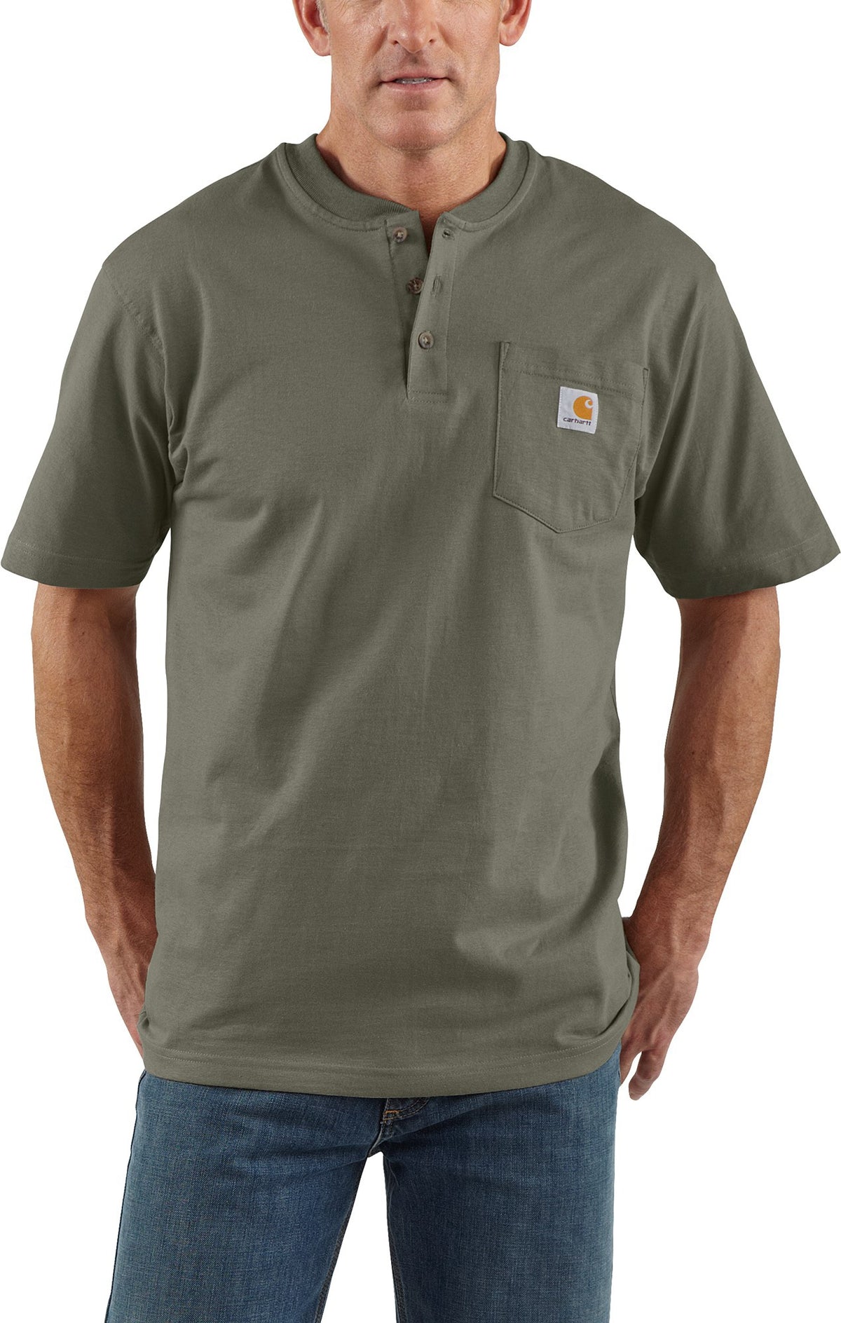 Carhartt Men's Workwear Short Sleeve Henley K84 Dusty Olive Size XL NWT