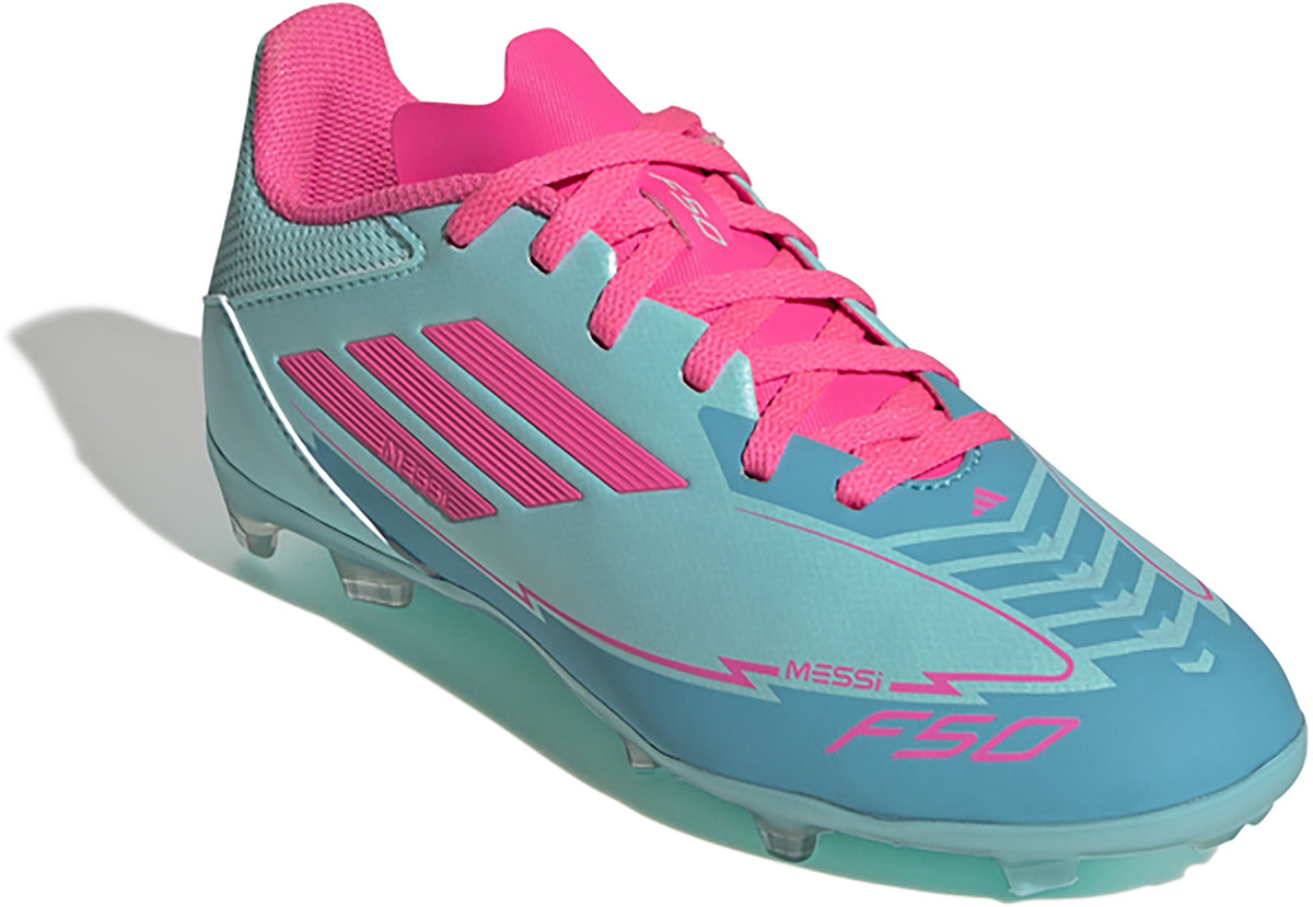 adidas Kids' F50 League FG/MG Messi Soccer Cleats IH0931 Turquoise Aqua Size 13K NIB