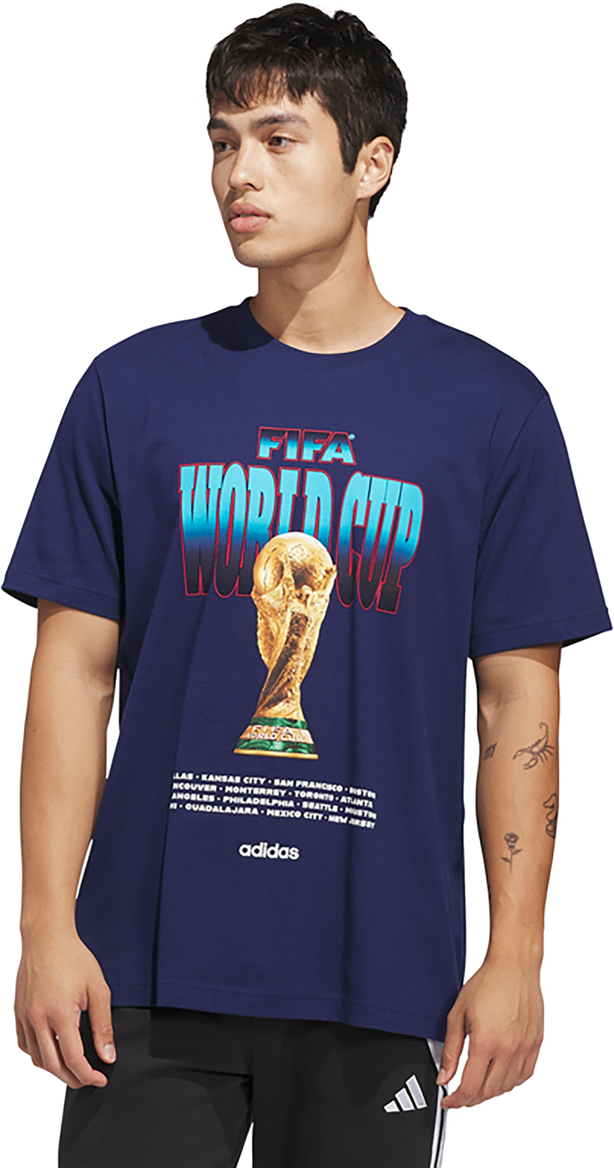 adidas Men's MLS 2026 World Cup Tour 2 Graphic T-Shirt KH3680 Navy NWT