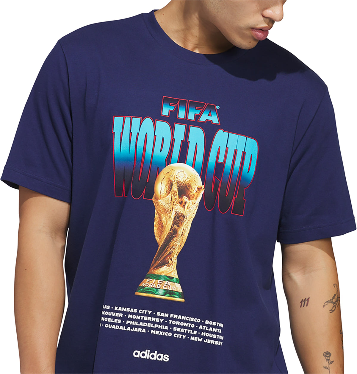 adidas Men's MLS 2026 World Cup Tour 2 Graphic T-Shirt KH3680 Navy NWT