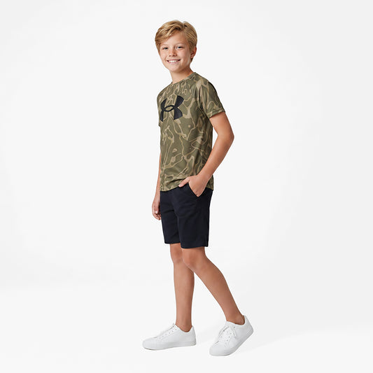 Under Armour Boys' UA Tech Printed Short Sleeve T-Shirt Bright Green Camo Youth XS NWT