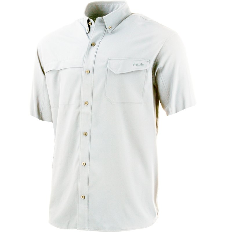 Huk Tide Point Woven Solid SS Shirt White - Size XXL