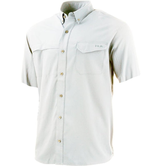 Huk Tide Point Woven Solid SS Shirt White - Size XXL