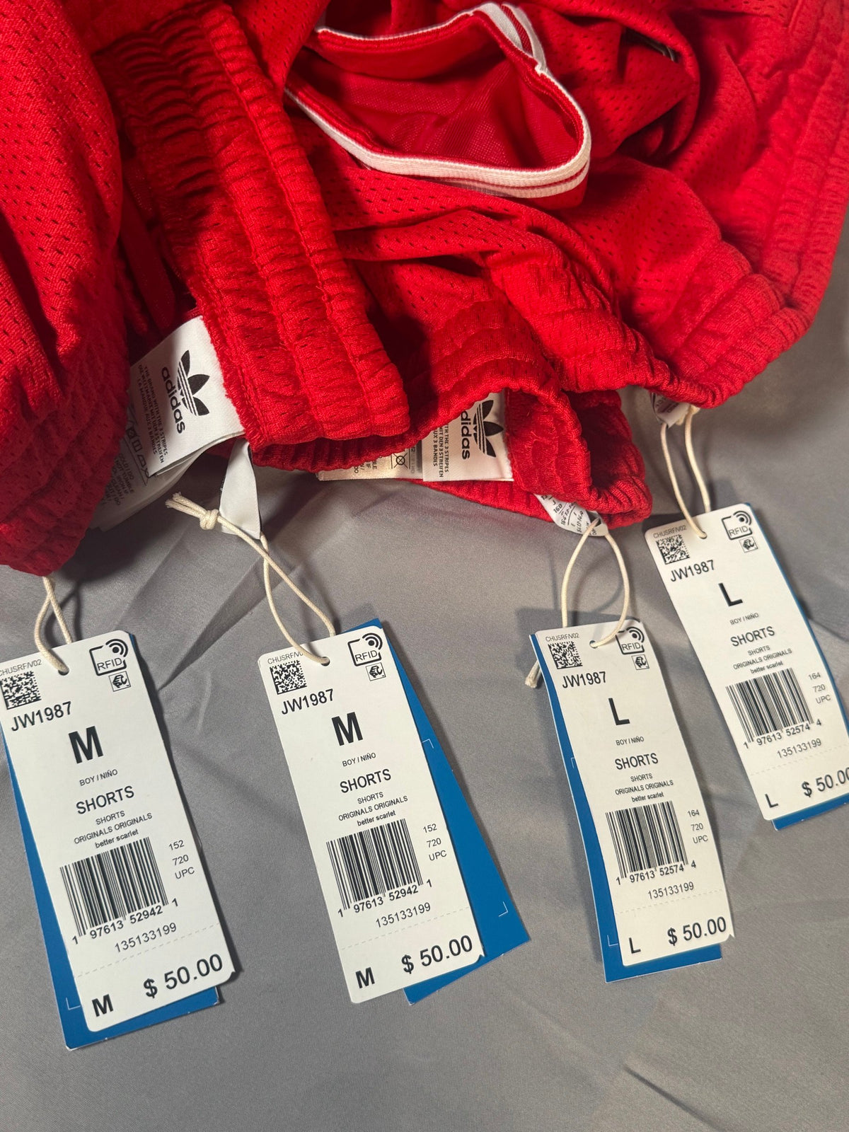 adidas Originals Boys' Basketball Shorts JW1987 Better Scarlet Youth NWT
