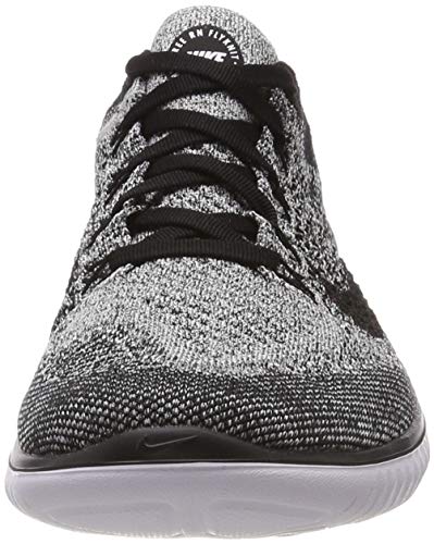 Nike Men's Free Run Flyknit 2018 Running Shoes, White Black, 10/10.5/8 - Nike