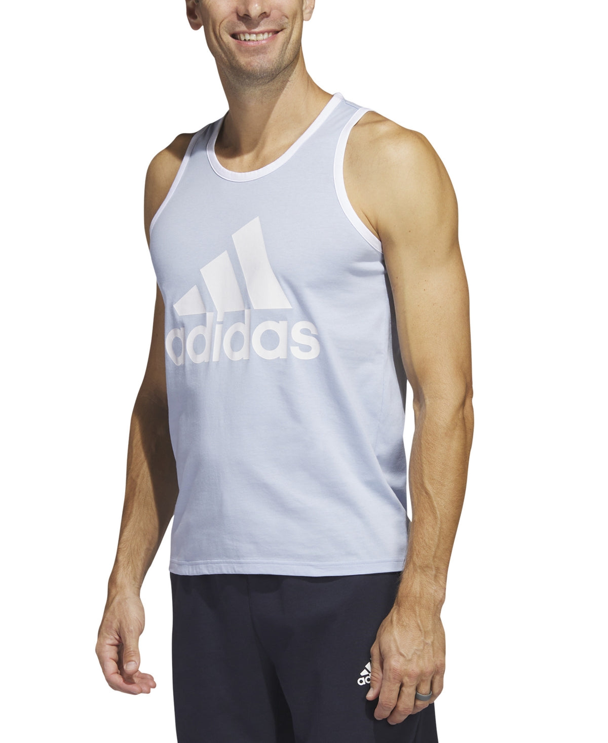 Adidas Men's Badge of Sport Classic Tank Top Blue Dawn, Medium - Men's Athletic Performance Tops - Adidas