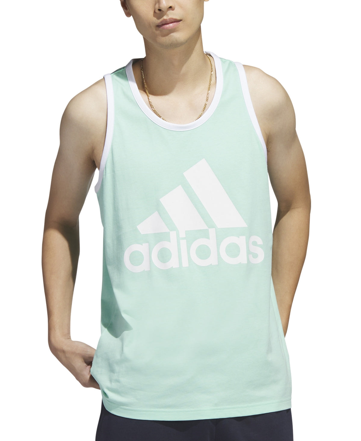 Adidas Men's Badge of Sport Classic Tank Top Easy Green, Small - Men's Athletic Performance Tops - Adidas
