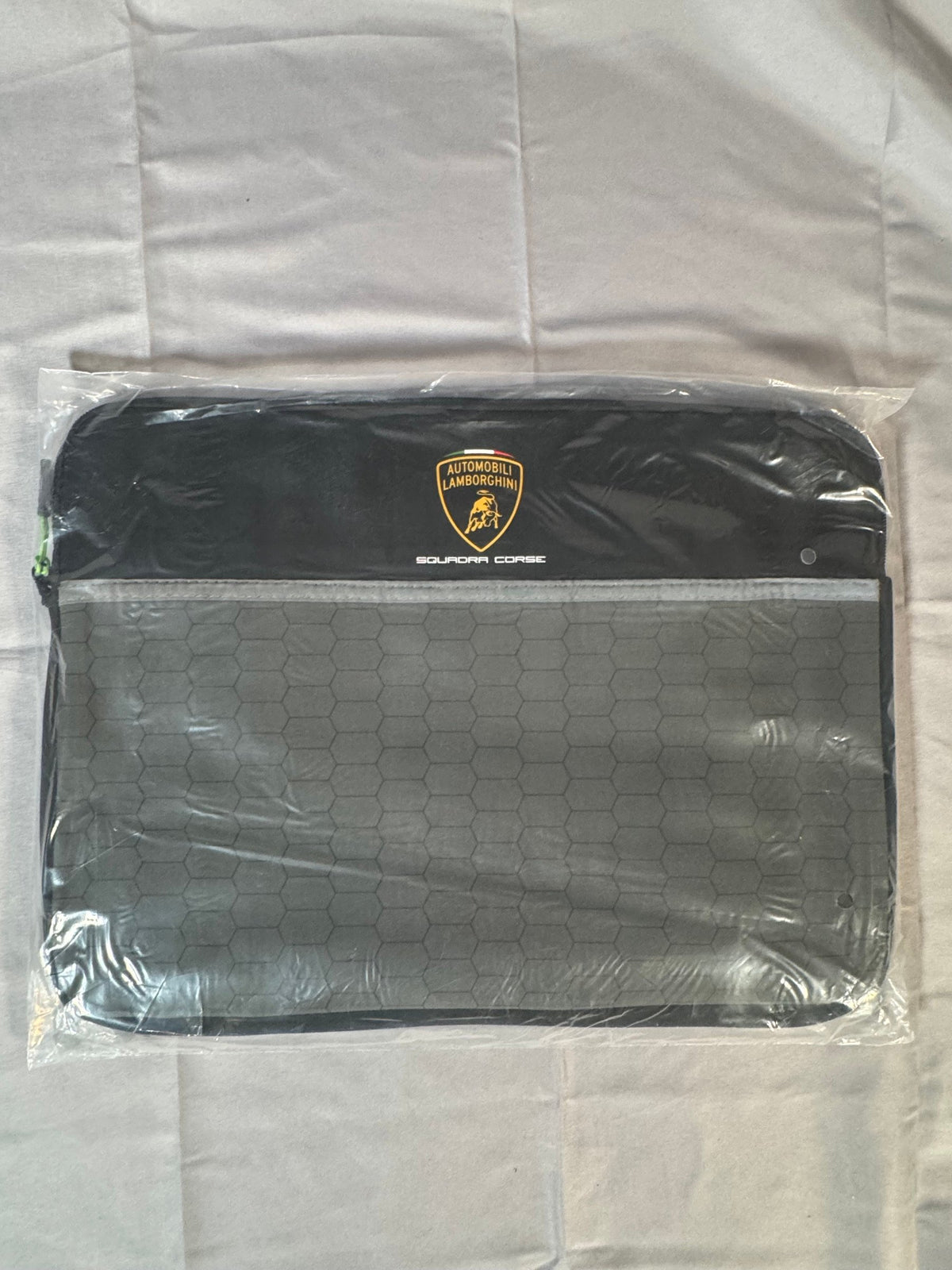 Lamborghini Squadra Corse Laptop Sleeve 13 in or 17 in Black Grey Hexagon