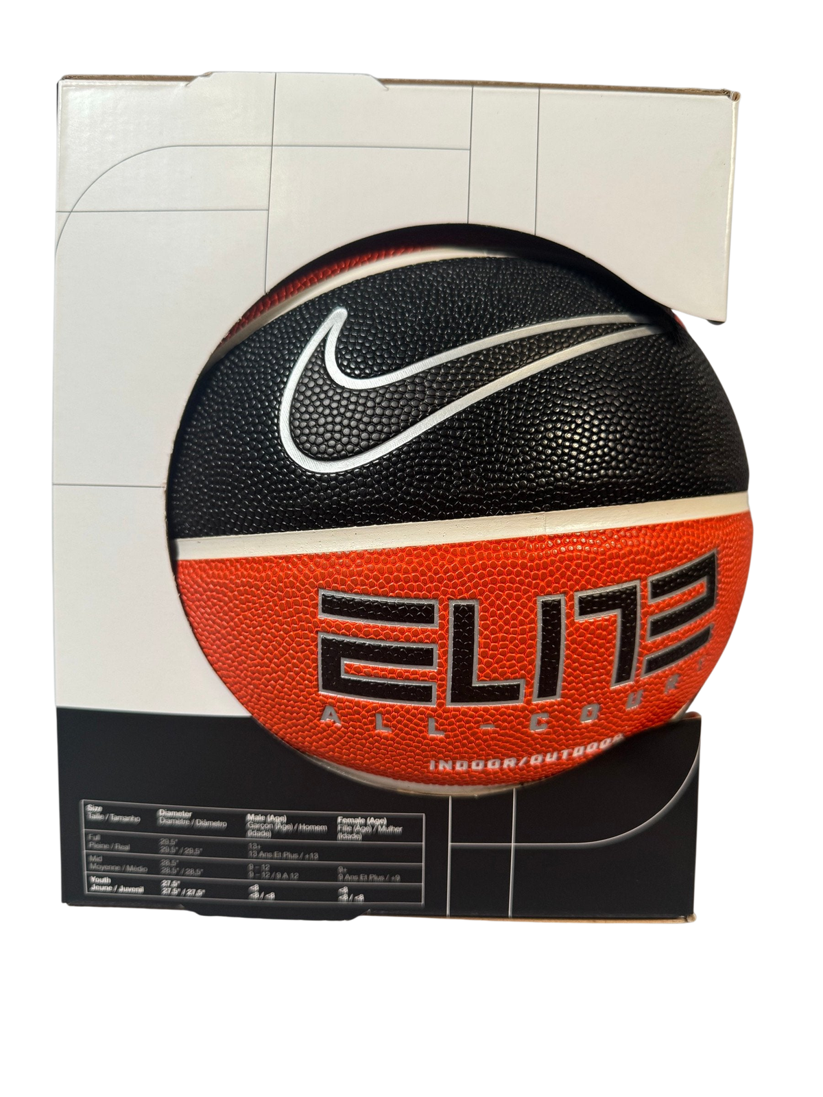 Nike Elite All-Court Basketball Youth Size 5 Black Orange Indoor Outdoor NWT