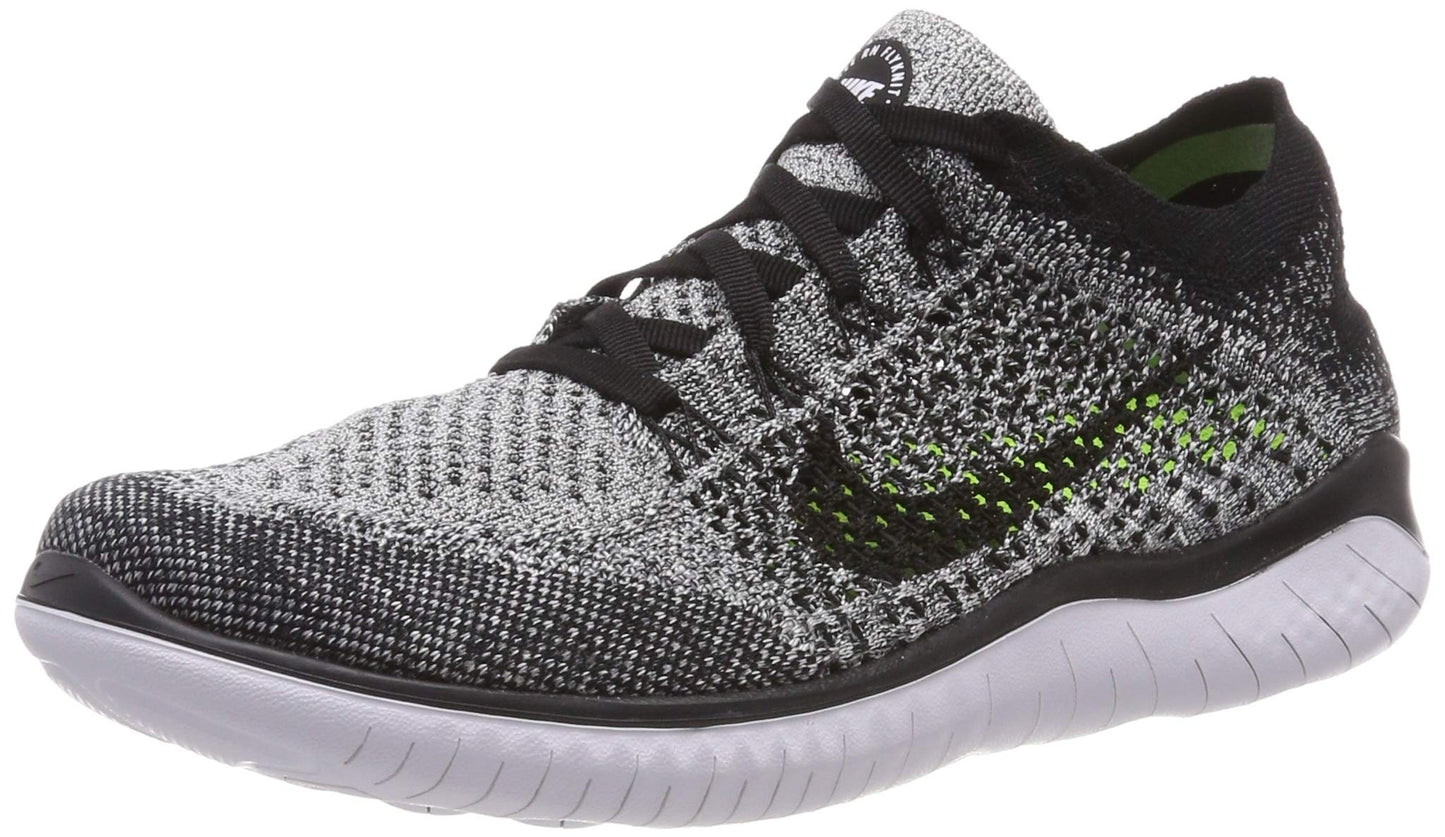 Nike Men's Free Run Flyknit 2018 Running Shoes, White Black, 10/10.5/8 - Nike