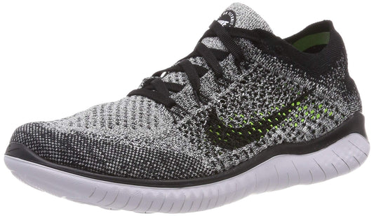 Nike Men's Free Run Flyknit 2018 Running Shoes, White Black, 10/10.5/8 - Nike