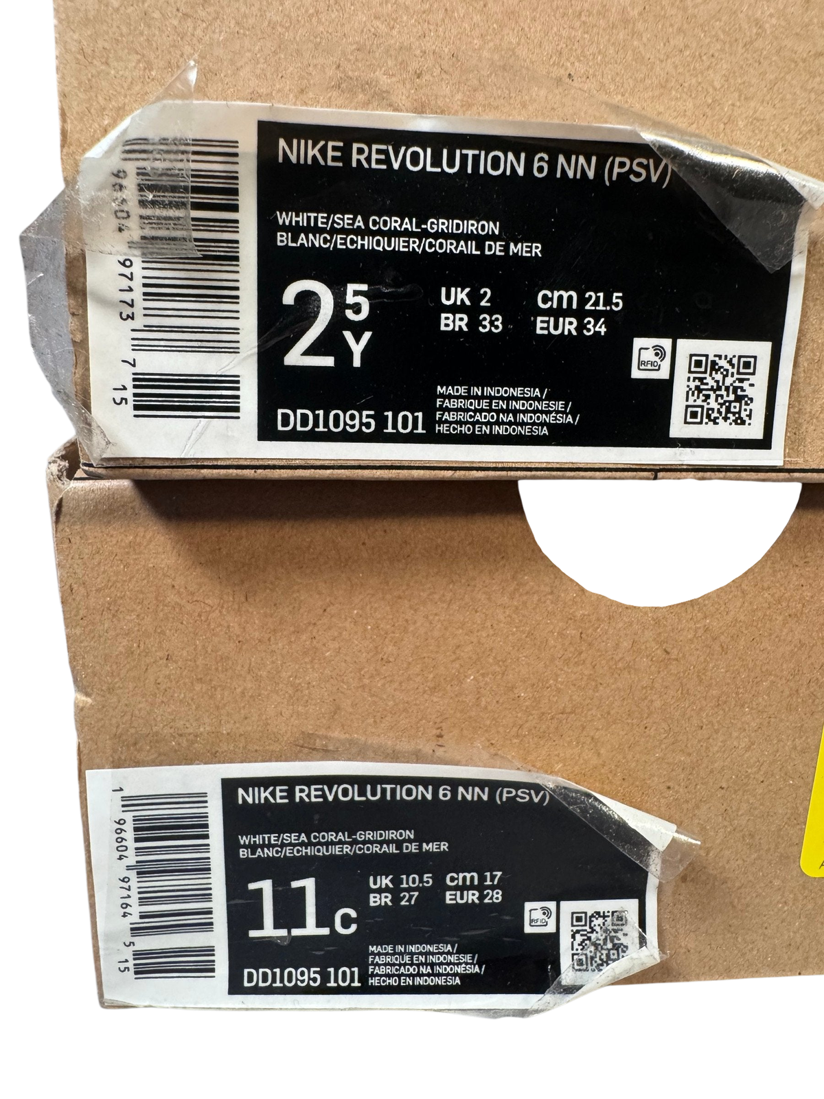 Nike Revolution 6 NN PSV Kids Shoes DD1095-101 White Sea Coral Gridiron