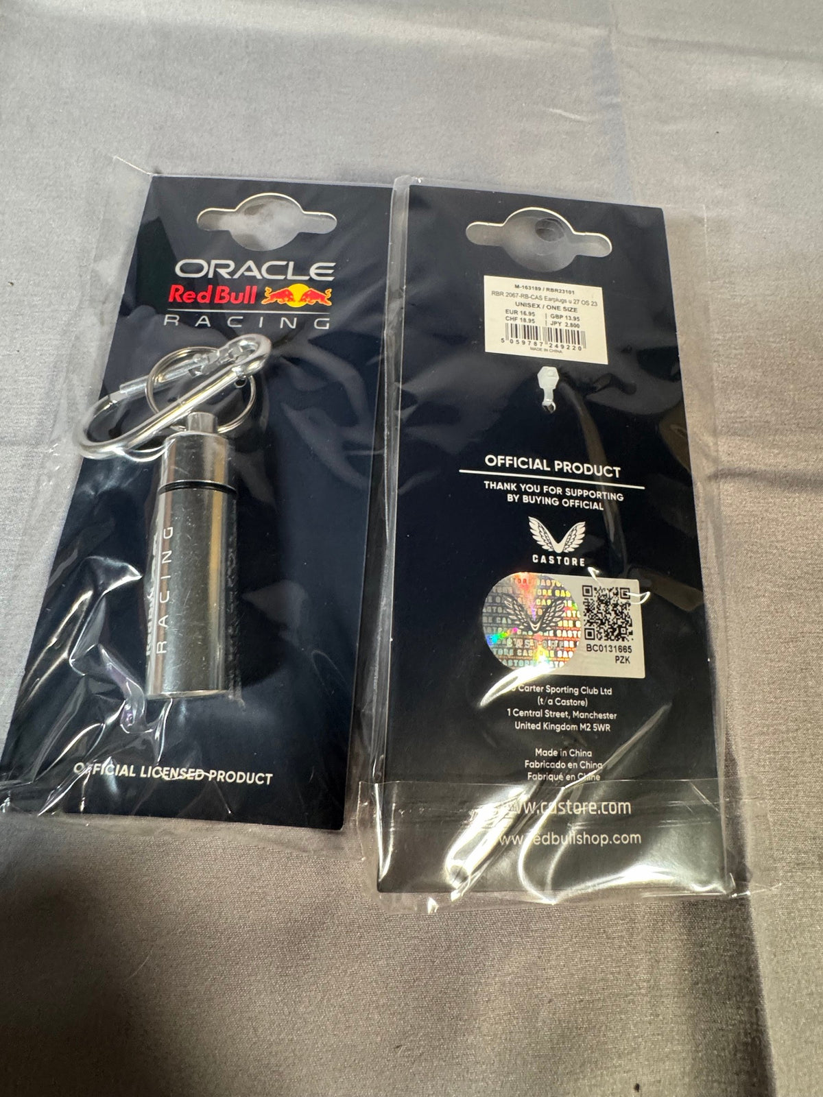 Red Bull Racing F1 Ear Plug Canister Keyring & Earplugs Castore Official