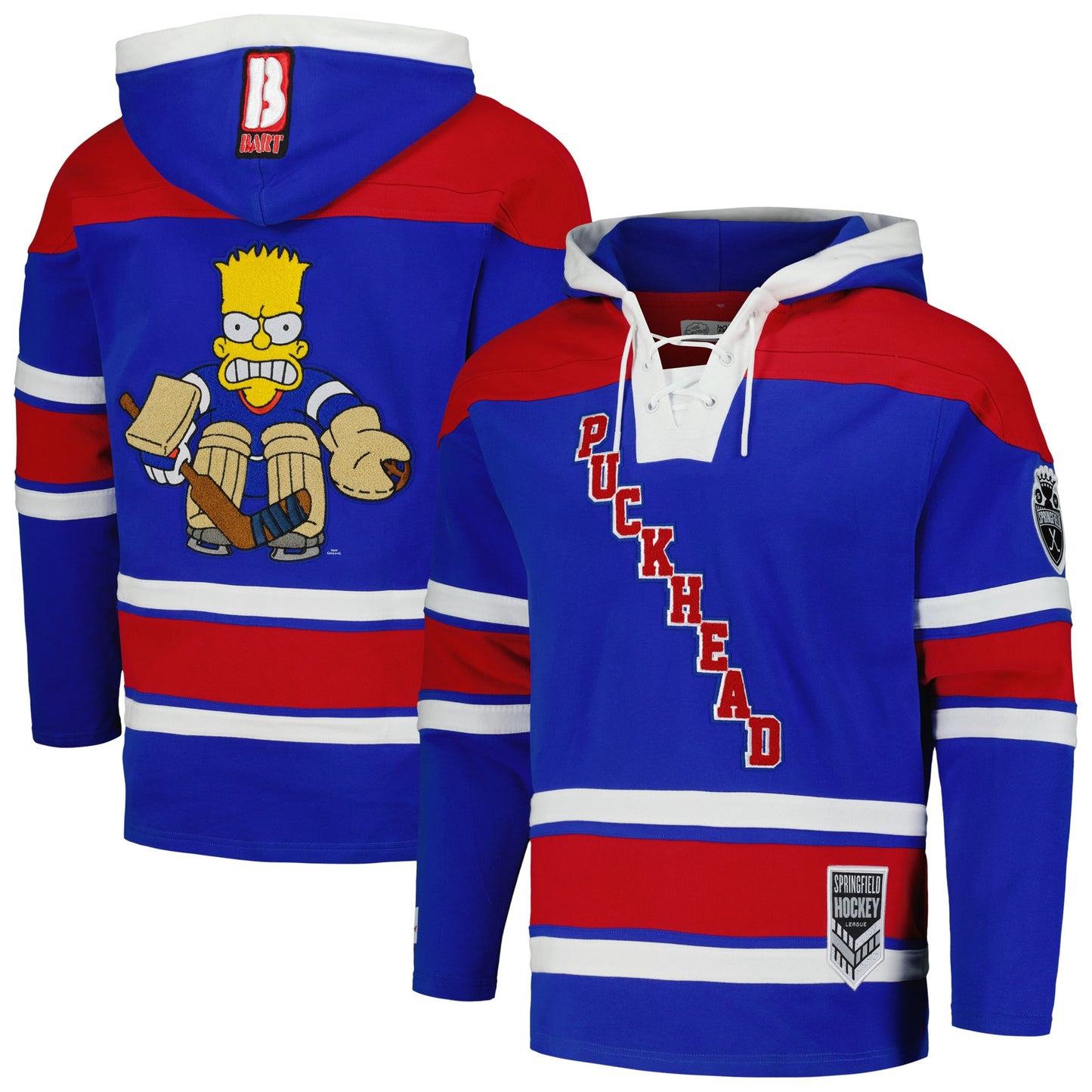 Bart Simpson The Simpsons Freeze Max Puckhead Hoodie Hockey Jersey - Royal Sports - Size L - Freeze Max