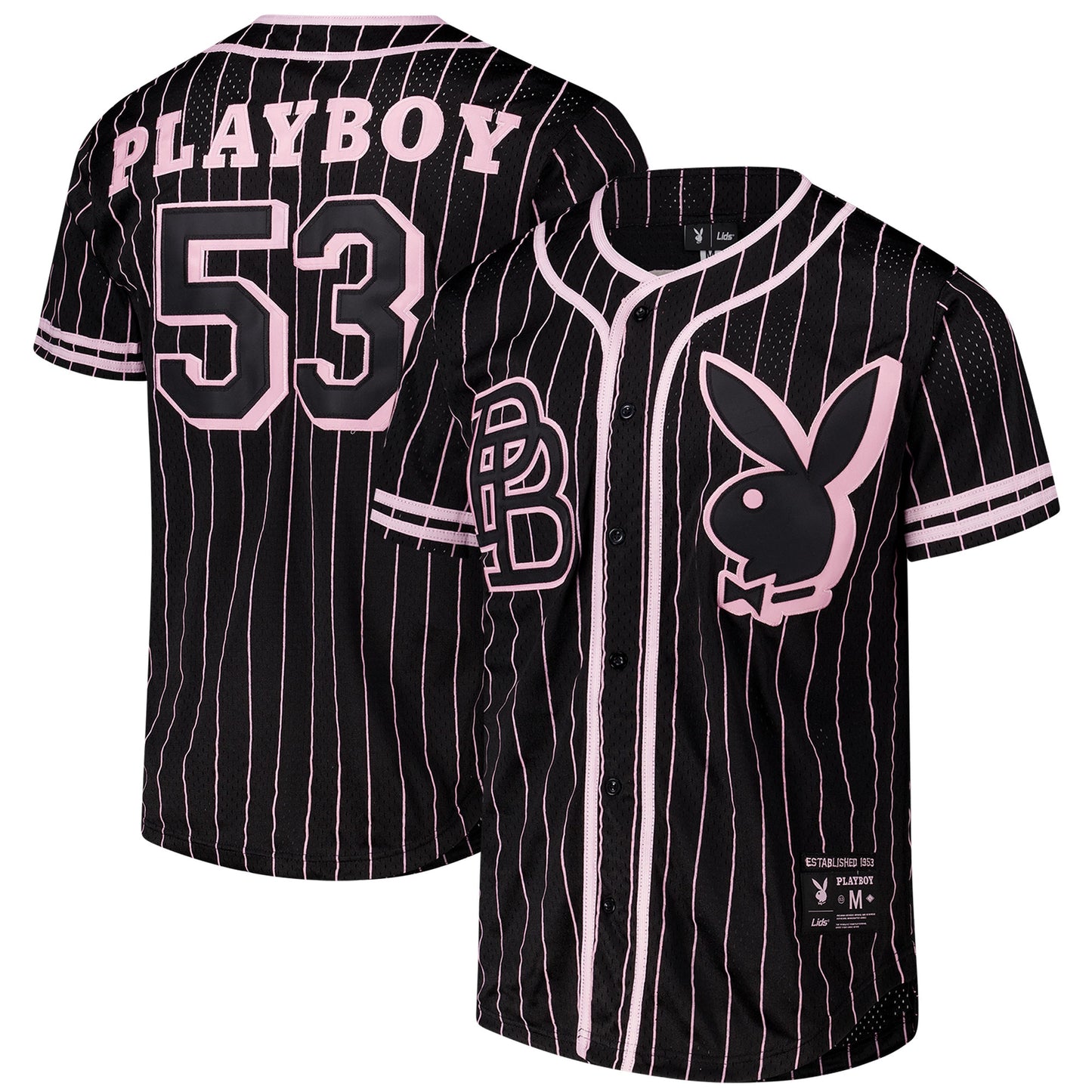 Playboy Fashion Replica Baseball Jersey - Black Sports - Size M