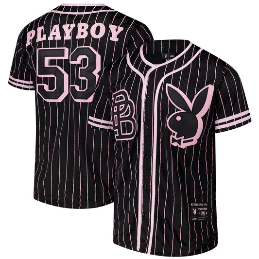 Playboy Fashion Replica Baseball Jersey - Black Sports - Size M