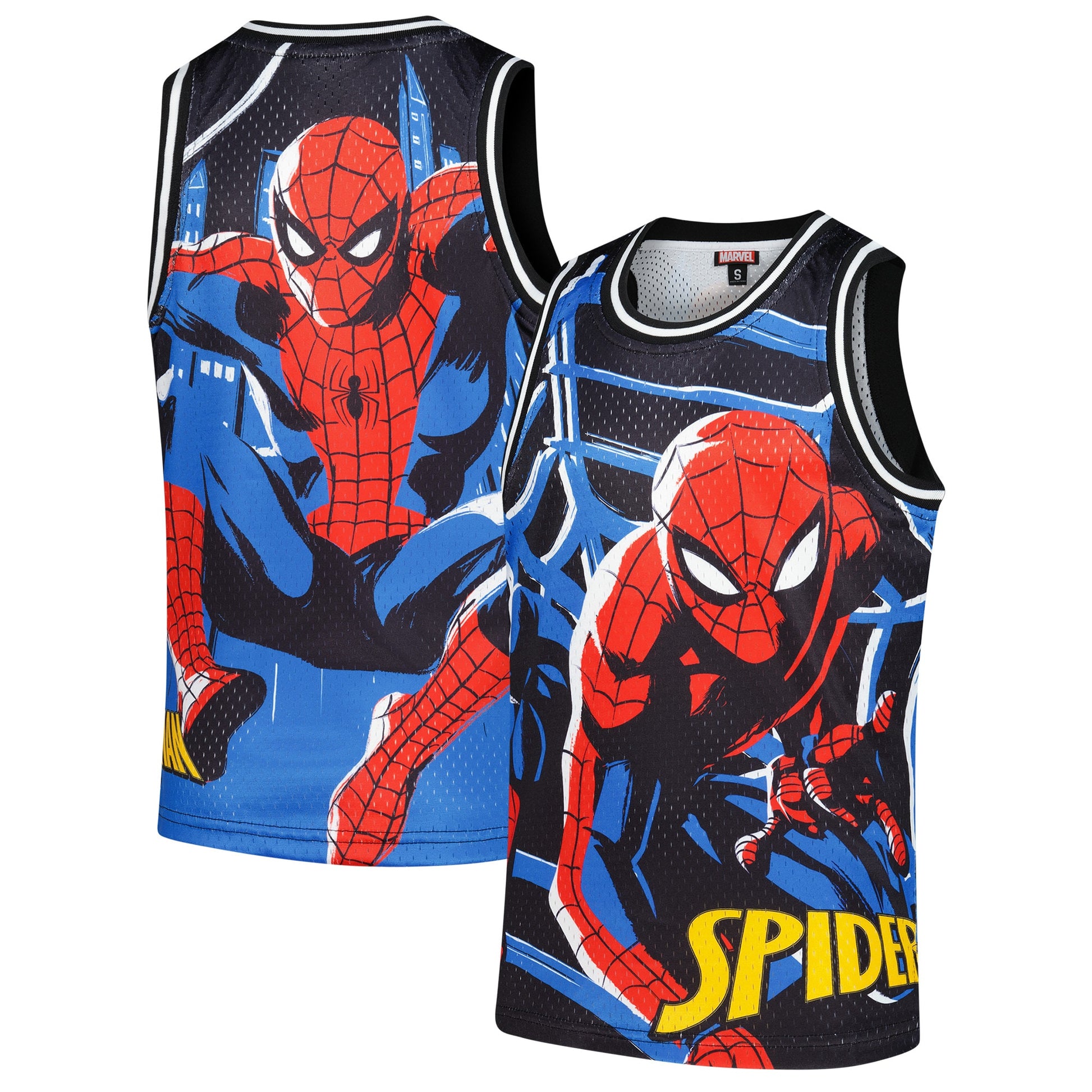 Spider-Man Youth Big Print Mesh Fashion Jersey - Black Sports - Size Yth M - Fanatics