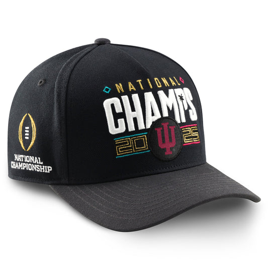 Indiana Hoosiers College Football Playoff 2025 National Champions Locker Room Rise Adjustable Hat - Black/Anthracite - Size M/L (OSFM) - Fanatics