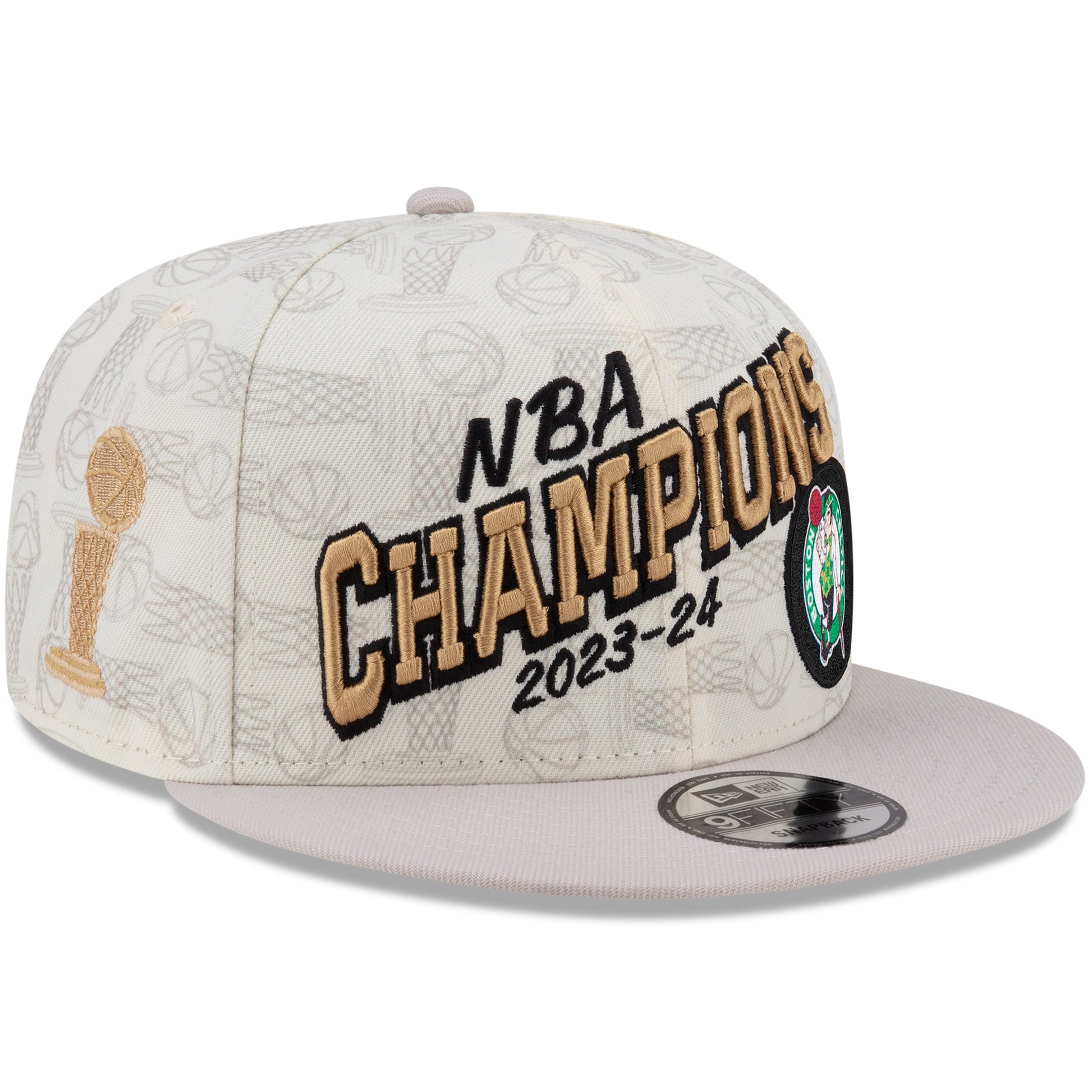 Boston Celtics New Era 2024 NBA Finals Champions Locker Room 9FIFTY Snapback Hat - Cream - Size OSFA - New Era