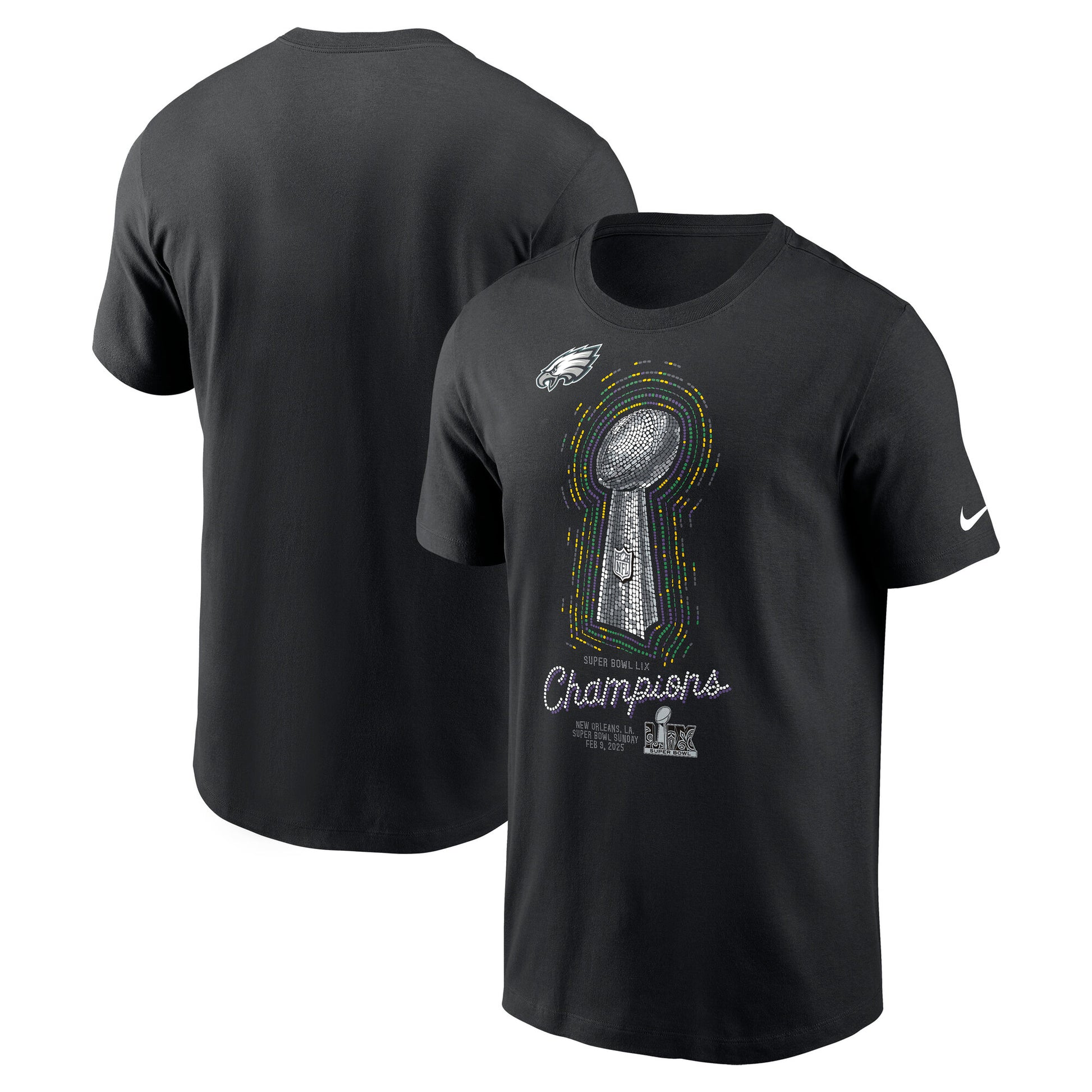 Philadelphia Eagles Nike Super Bowl LIX Champions Lombardi Trophy T-Shirt - Black - Size XL - Nike