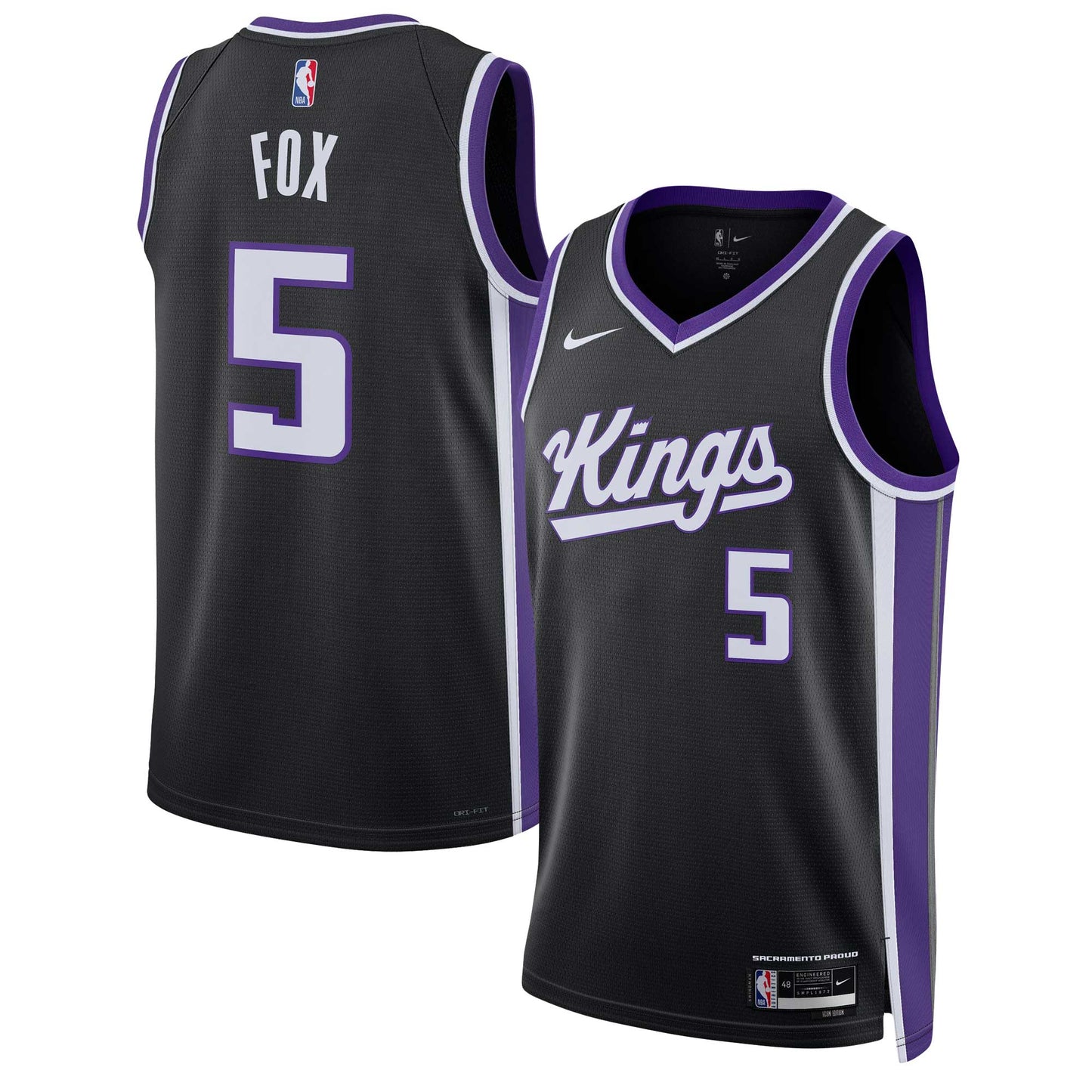 De'Aaron Fox Sacramento Kings Nike Unisex Swingman Jersey - Icon Edition - Black - Size S - Nike