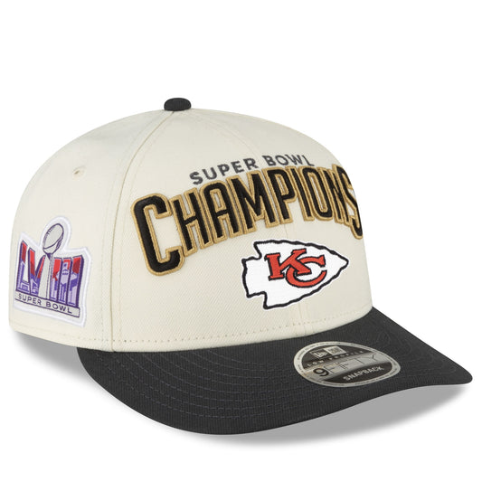 Kansas City Chiefs New Era Super Bowl LVIII Champions Locker Room Low Profile 9FIFTY Adjustable Hat - Cream/Black - Size No Size - New Era