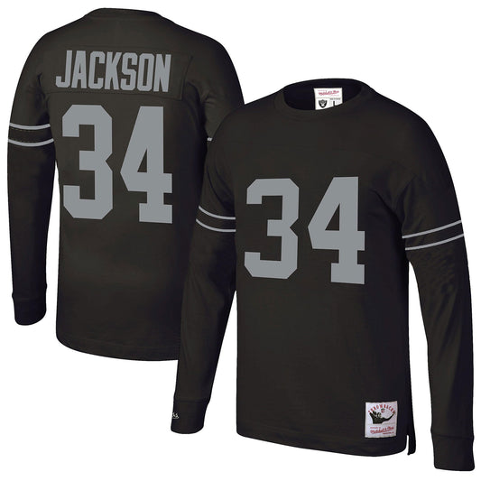 Bo Jackson Los Angeles Raiders Mitchell & Ness Throwback Retired Player Name & Number Long Sleeve Top - Black - Size L - Mitchell & Ness
