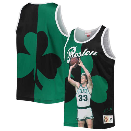 Larry Bird Boston Celtics Mitchell & Ness Sublimated Player Tank Top - Kelly Green/Black - Size L - Mitchell & Ness