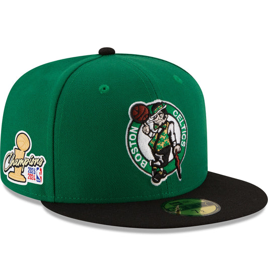 Boston Celtics New Era 2024 NBA Finals Champions Side Patch 59FIFTY Fitted Hat - Kelly Green/Black - Size 7 3/4