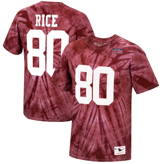 Jerry Rice San Francisco 49ers Mitchell & Ness Tie-Dye Super Bowl XXIII Retired Player Name & Number T-Shirt - Scarlet - Size S - Mitchell & Ness