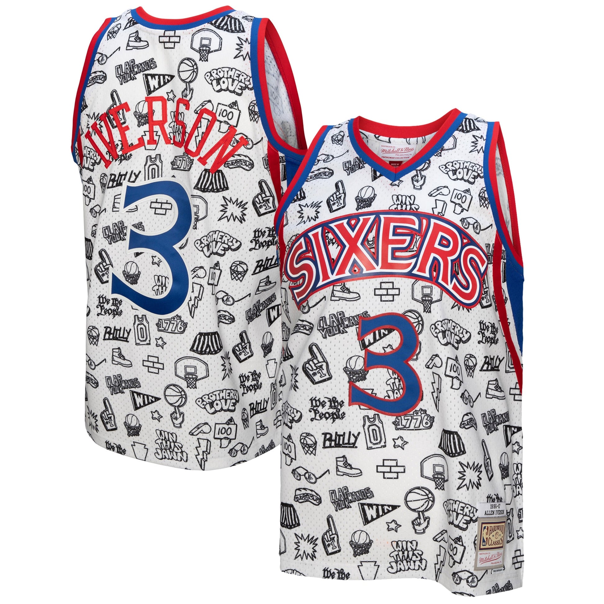 Allen Iverson Philadelphia 76ers Mitchell & Ness 1996/97 Swingman Jersey - White Basketball - Size L - Mitchell & Ness