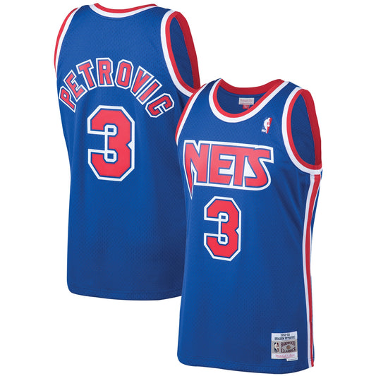 Drazen Petrovic New Jersey Nets Mitchell & Ness 1992/93 Hardwood Classics Swingman Jersey - Royal Basketball - Size M - Mitchell & Ness
