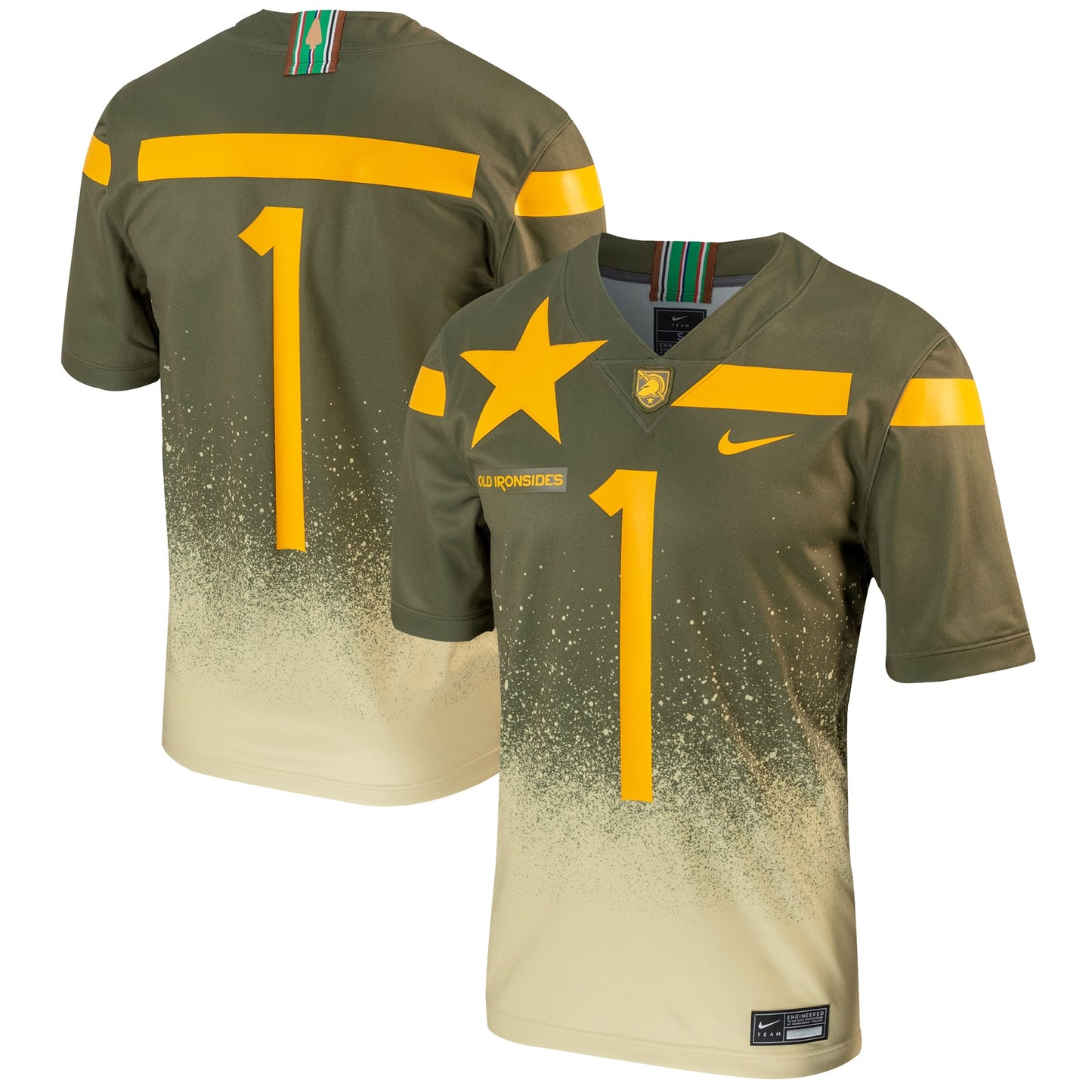 #1 Army Black Knights Nike 1st Armored Division Old Ironsides Untouchable Football Jersey - Olive - Size S - Nike