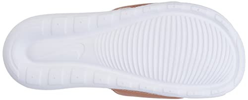NIKE womens Victori One Slide, White/Gold, 7.5 - Nike
