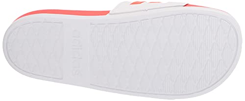 adidas Women's Adilette Comfort Slides Sandal, White/White/Black, 6