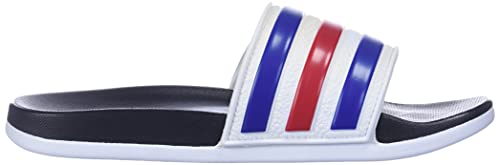 adidas Men's Adilette Comfort Adjustable Slides Sandal, White/Team Royal Blue/Scarlet - Adidas
