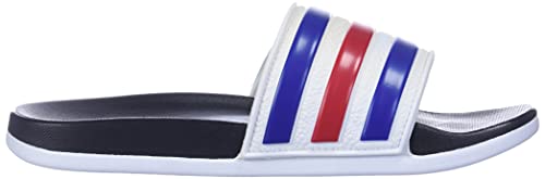 adidas Men's Adilette Comfort Adjustable Slides Sandal, White/Team Royal Blue/Scarlet