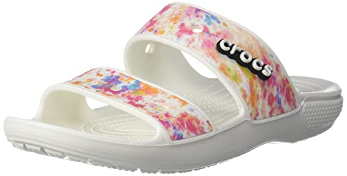Crocs Unisex-Adult Classic Tie Dye Two-Strap Sandals, Rainbow Swirl, 6 Men/8 Women - Adidas